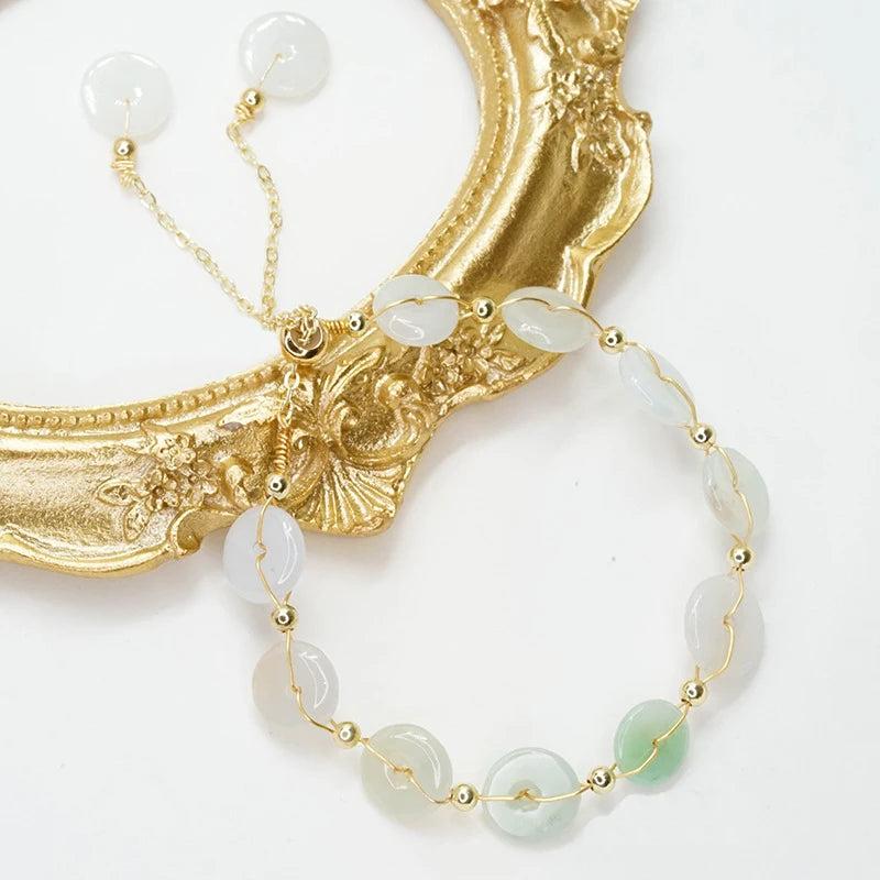 Vintage Round Lucky Jade Beaded Bracelet YBR360