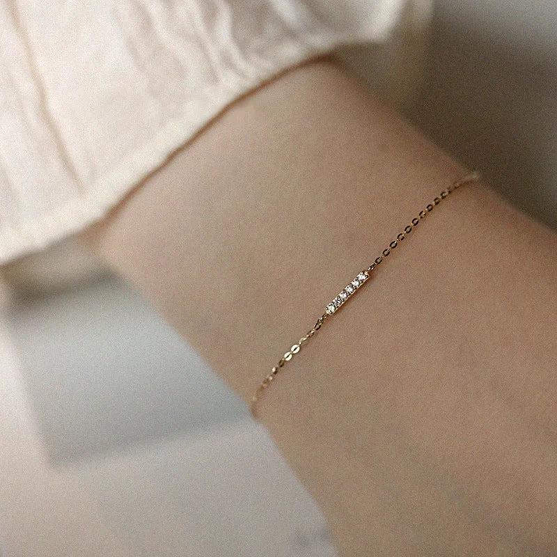 Sterling Silver Zircon Charm Bracelet Plated Party Jewelry