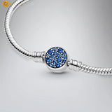 925 Silver Sparkling Disc Clasp Snake Bracelet for Women