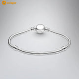 925 Silver Sparkling Disc Clasp Snake Bracelet for Women
