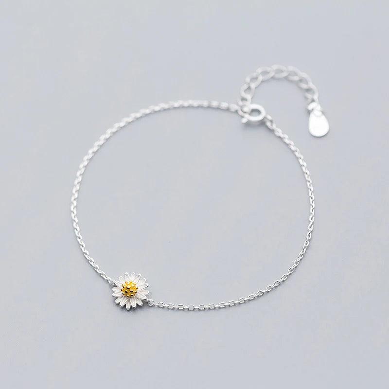 Daisy Minimalist Bracelets For Women Silver 925 Sterling Silver Fine Real Silver