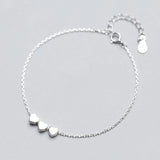925 Silver Bracelet 3 Hearts Love Birthday Gift For Women