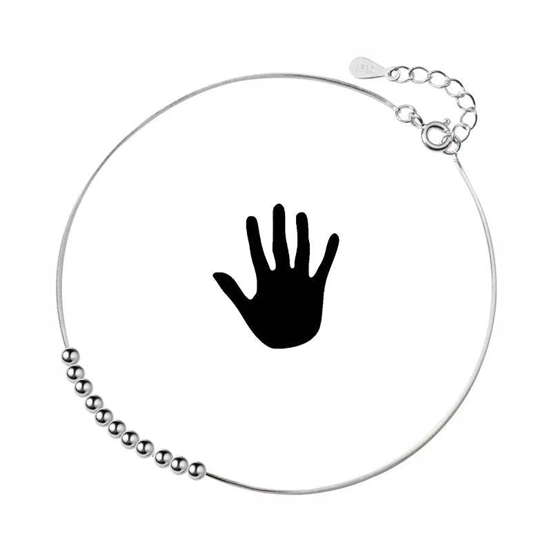 TrustDavis 925 Sterling Silver Sweet Beads Snake Chain Bracelet DS2374