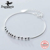 TrustDavis 925 Sterling Silver Sweet Beads Snake Chain Bracelet DS2374