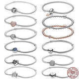 925 Silver Heart Clasp Beads Bracelet for Charms DIY
