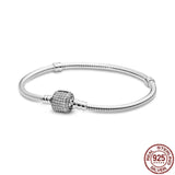 925 Silver Heart Clasp Beads Bracelet for Charms DIY