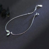 Trustdavis 925 Silver Leaves Charm Bracelet For Women Wedding Anniversary