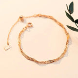 TrustDavis 925 Silver Bracelet Water Wave Chain for Women