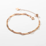 TrustDavis 925 Silver Bracelet Water Wave Chain for Women