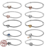 925 Silver Heart Bucket Bracelet for Charm Beads DIY Gift