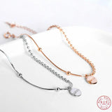 925 Silver LUCKY Disc Pendant Chain Bracelet Wedding Jewelry