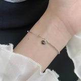 925 Silver LUCKY Disc Pendant Chain Bracelet Wedding Jewelry