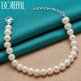 8mm Pearl Bracelet 925 Silver Buckle Wedding Party Jewelry