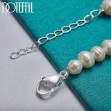 8mm Pearl Bracelet 925 Silver Buckle Wedding Party Jewelry