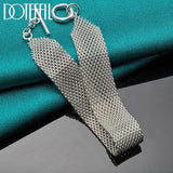 925 Silver Mesh Chain Bracelet Wedding Engagement Jewelry