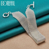 925 Silver Mesh Chain Bracelet Wedding Engagement Jewelry