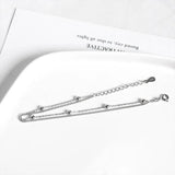 925 Silver Bohemian Round Bead Double Bracelet Party Jewelry Gift