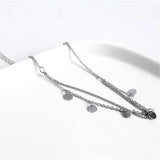 925 Silver Boho Disc Accessory Double Layer Bracelet Women Adjustable