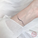 925 Silver Vintage Wave Bracelet for Women Ocean Beach Party Jewelry