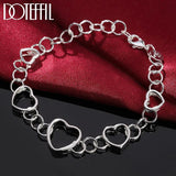 925 Silver Heart Ball Bracelet Women Wedding Engagement Jewelry