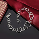 925 Silver Heart Ball Bracelet Women Wedding Engagement Jewelry