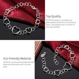 925 Silver Heart Ball Bracelet Women Wedding Engagement Jewelry