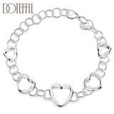 925 Silver Heart Ball Bracelet Women Wedding Engagement Jewelry