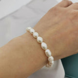 7mm Oval Natural Freshwater Pearl Bracelet 14K Filled Chain Pearls Women Gift