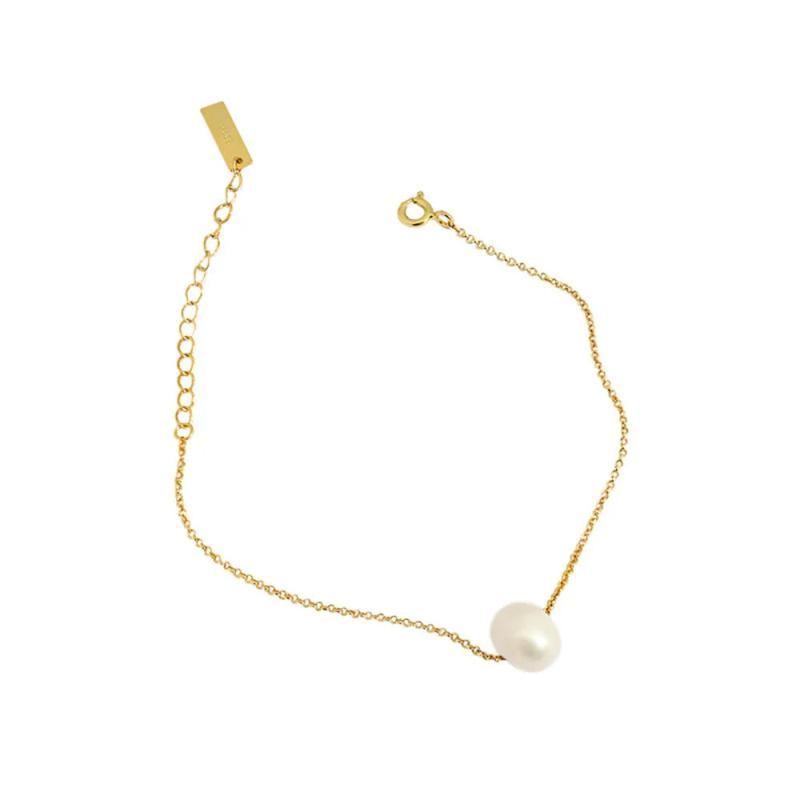 925 Silver Pearl Chain Bracelet Wedding Party Rock Punk Jewelry