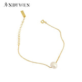 925 Silver Pearl Chain Bracelet Wedding Party Rock Punk Jewelry