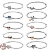 925 Silver Classic Bracelet Heart Buckle for Charm Beaded DIY