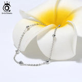Italian 925 Silver Ball Beads Bracelet with O-Link Chain for Women