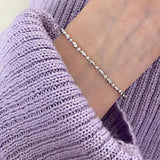 925 Silver Ball Pearl Bracelet Men Women Gift