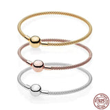 925 Silver Round Buckle Bracelet for DIY Charm Beads Jewelry Making