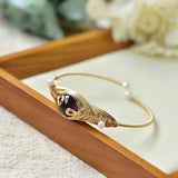 Vintage Amethyst Pearl Bangle Bracelet