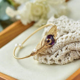 Vintage Amethyst Pearl Bangle Bracelet