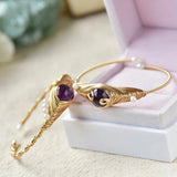 Vintage Amethyst Pearl Bangle Bracelet