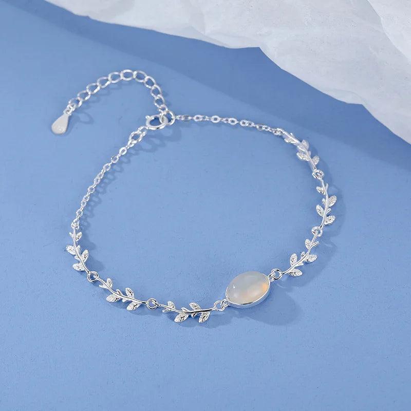 Moonstone Aquamarine 925 Sterling Silver Bracelet for Women