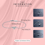925 Silver Heart CZ Bracelet Crystal Wedding Lady Jewelry