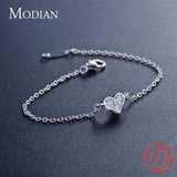 925 Silver Heart CZ Bracelet Crystal Wedding Lady Jewelry