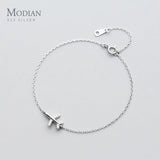 925 Sterling Silver CZ Mini Airplane Bracelet for Women Korea Style Fine Jewelry