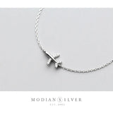 925 Sterling Silver CZ Mini Airplane Bracelet for Women Korea Style Fine Jewelry