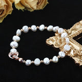 Cauuev High Natural Freshwater Pearl Bracelet with Rose Heart Clasp
