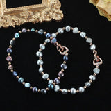 Cauuev High Natural Freshwater Pearl Bracelet with Rose Heart Clasp
