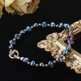 Cauuev High Natural Freshwater Pearl Bracelet with Rose Heart Clasp