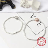 925 Sterling Silver Snake Chain Bracelet with Heart Clasp for Women