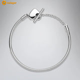 925 Silver Heart T-Bar Chain Bracelet for Women