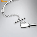 925 Silver Heart T-Bar Chain Bracelet for Women