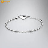 925 Silver Heart T-Bar Chain Bracelet for Women