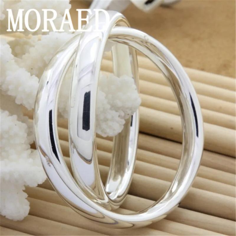 925 Silver Bracelet Bangles Smooth High Solid Bangles Jewelry